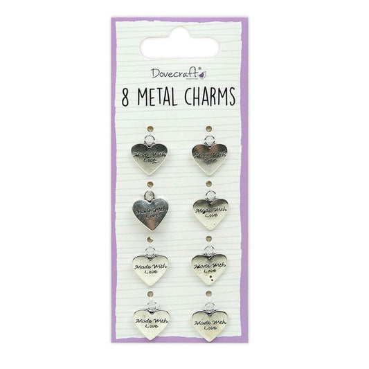 Dovecraft Metal Charms Silver - 'Made With Love'