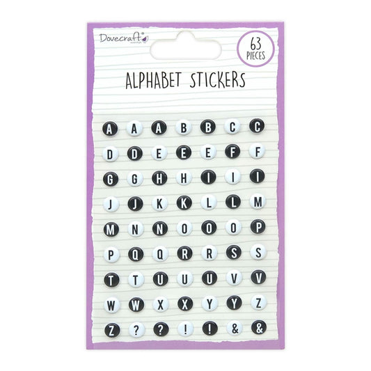 Dovecraft Alphabet Stickers - Black & White