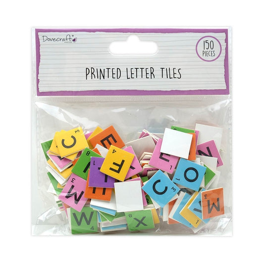 Dovecraft Printed Letter Tiles Brights - 150 Pieces