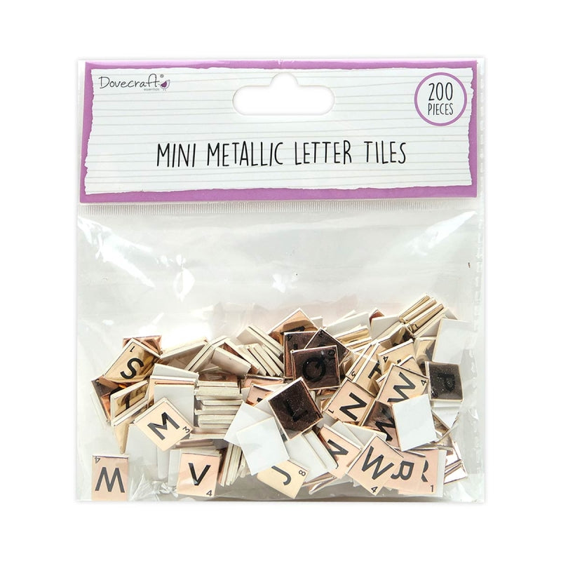 Dovecraft Mini Metallic Letter Tiles Rose - 200 Pieces