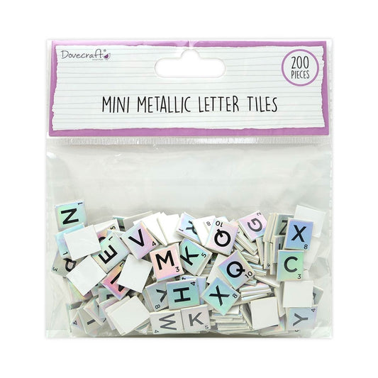 Dovecraft Mini Metallic Letter Tiles Iridescent - 200 Pieces