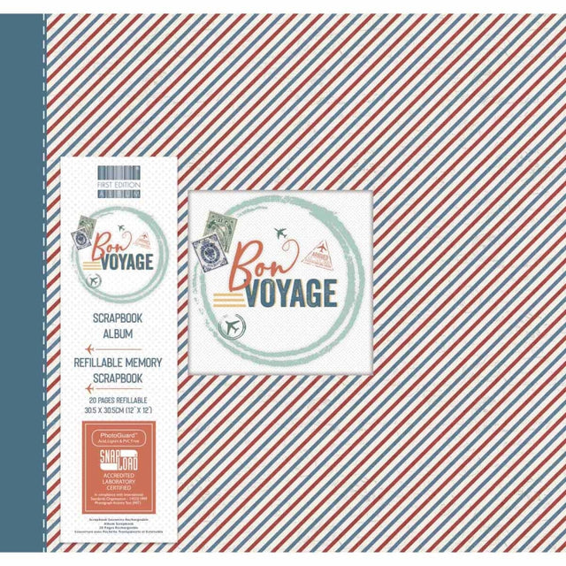 First Edition 12x12 Scrapbook Album - Bon Voyage Stripes