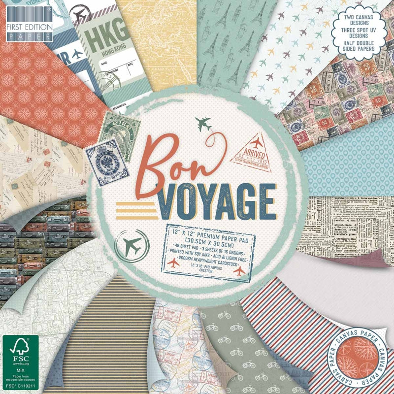 First Edition 12x12 Paper Pad - Bon Voyage