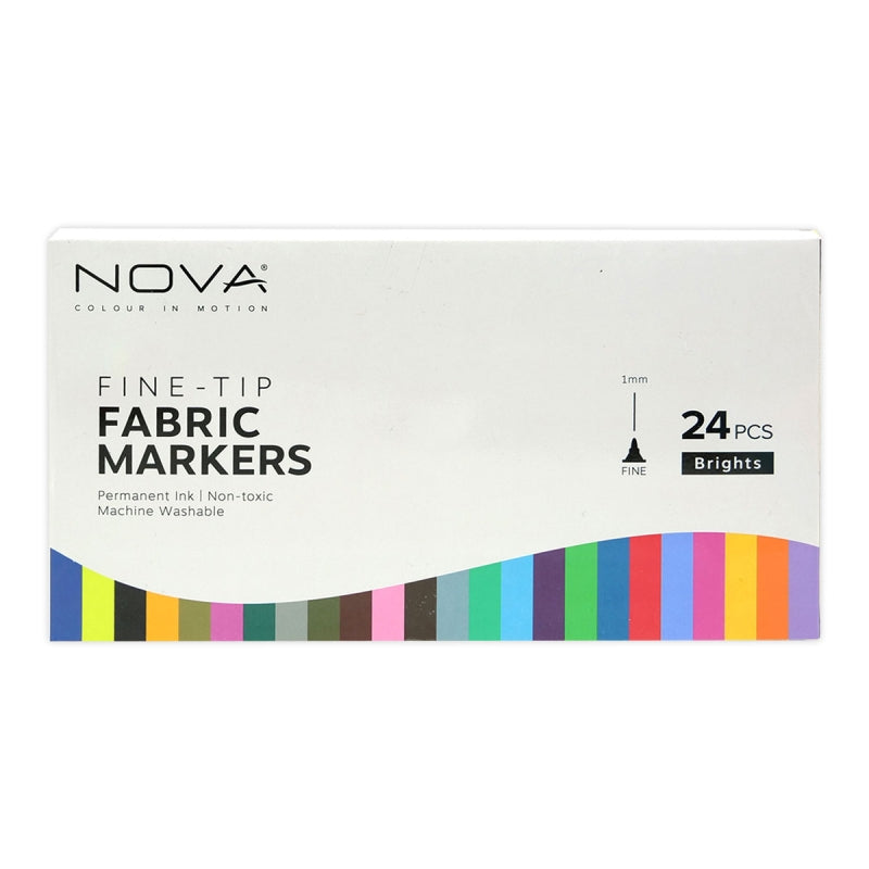 Nova Fine Tip Fabric Markers (24 Pack)