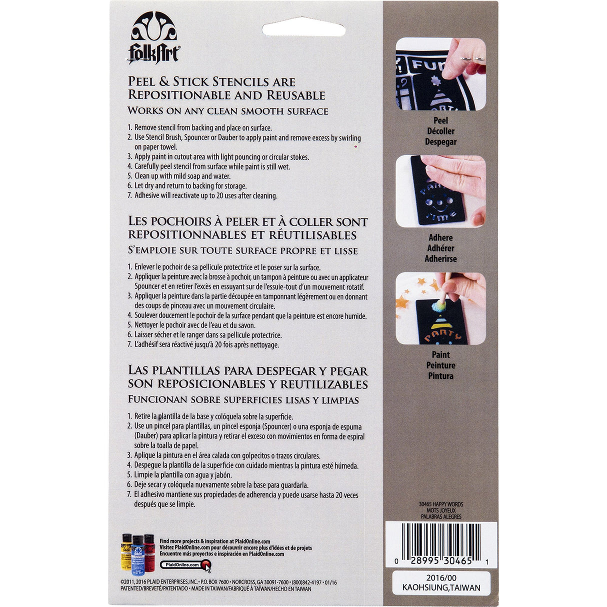 FolkArt Stencil Peel & Stick - Happy Words