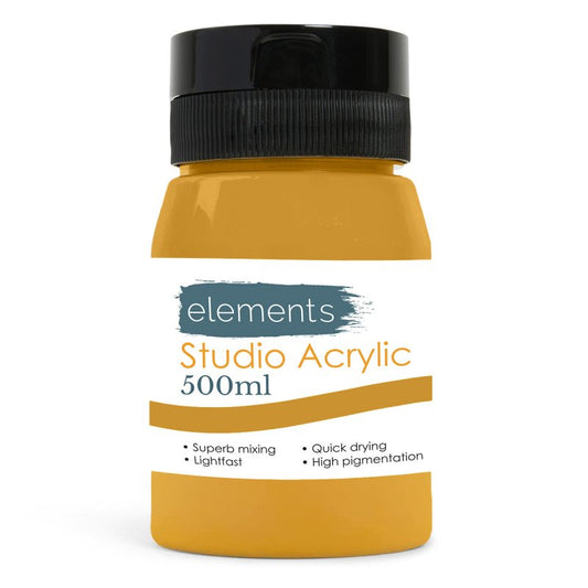Elements 500ml Acrylic Paint Yellow Ochre