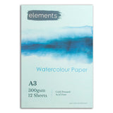 Elements Watercolour Pad 300gsm - A3 (12 Sheets)