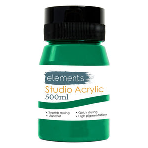 Elements 500ml Acrylic Paint Cadmium Green