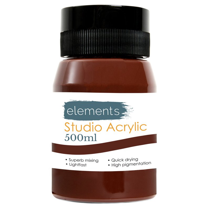 Elements 500ml Acrylic Paint Burnt Umber