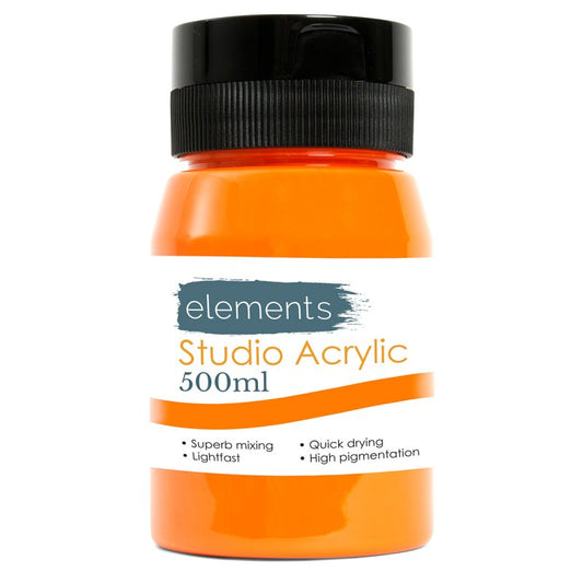Elements 500ml Acrylic Paint Cadmium Orange