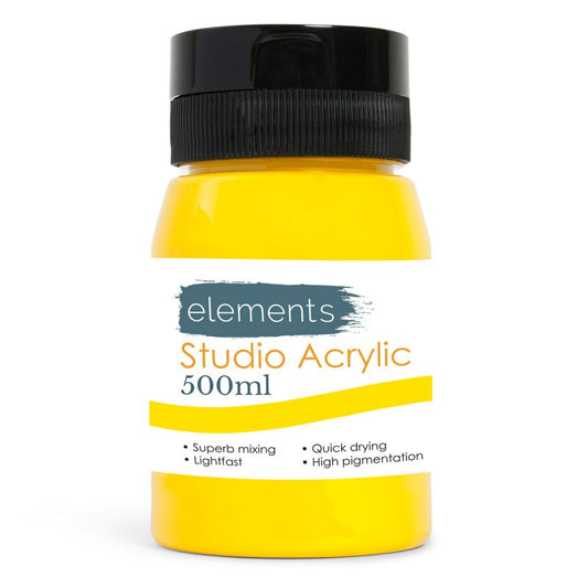 Elements 500ml Acrylic Paint Medium Yellow