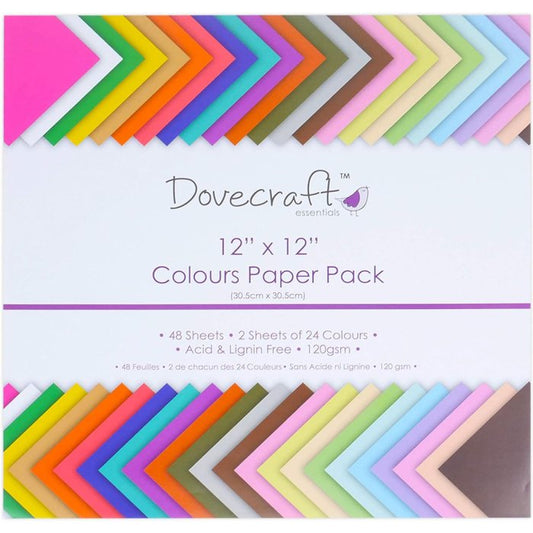 Dovecraft 12 x 12 Coloured Paper Pack - Pastel Edition