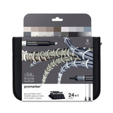 Winsor & Newton Promarkers Wallet - Grey & Black Tones (24 Pcs)