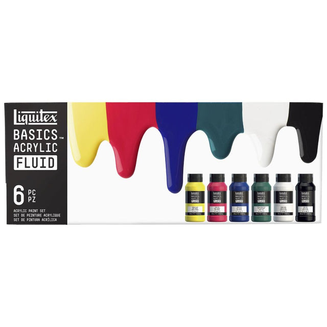 Liquitex Basics Acrylic Fluid Paint Set 6 x 118ml