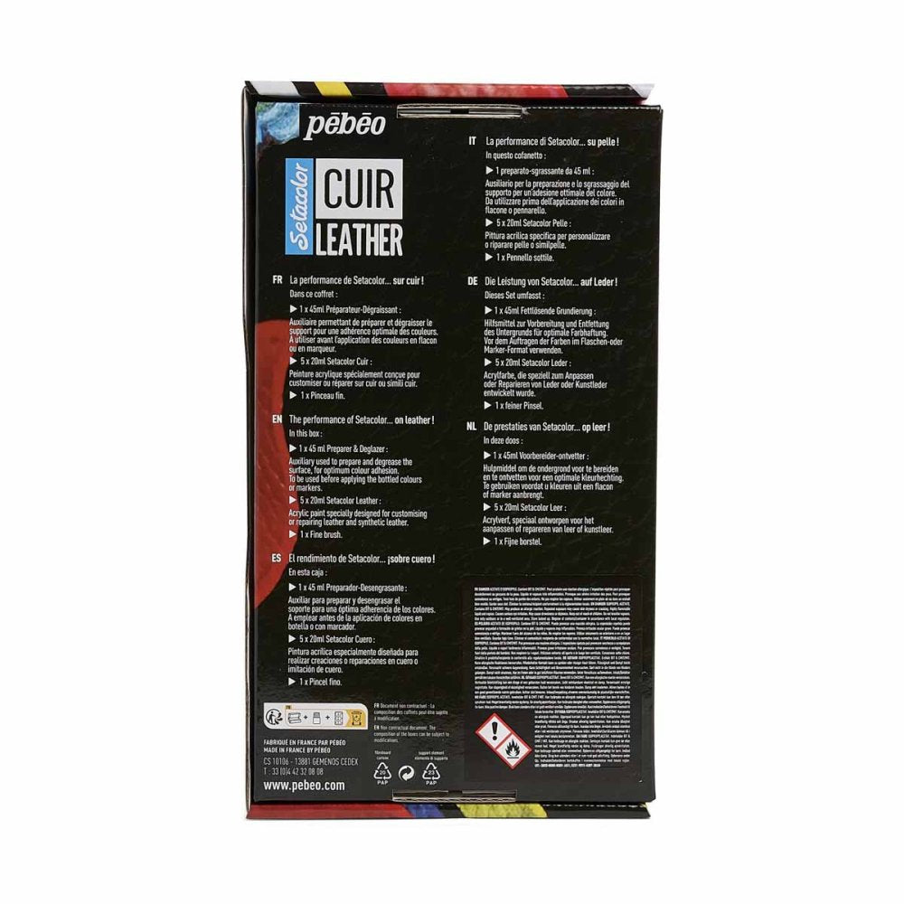 Pebeo Starter Kit Setacolor Leather Acrylic Paint Set