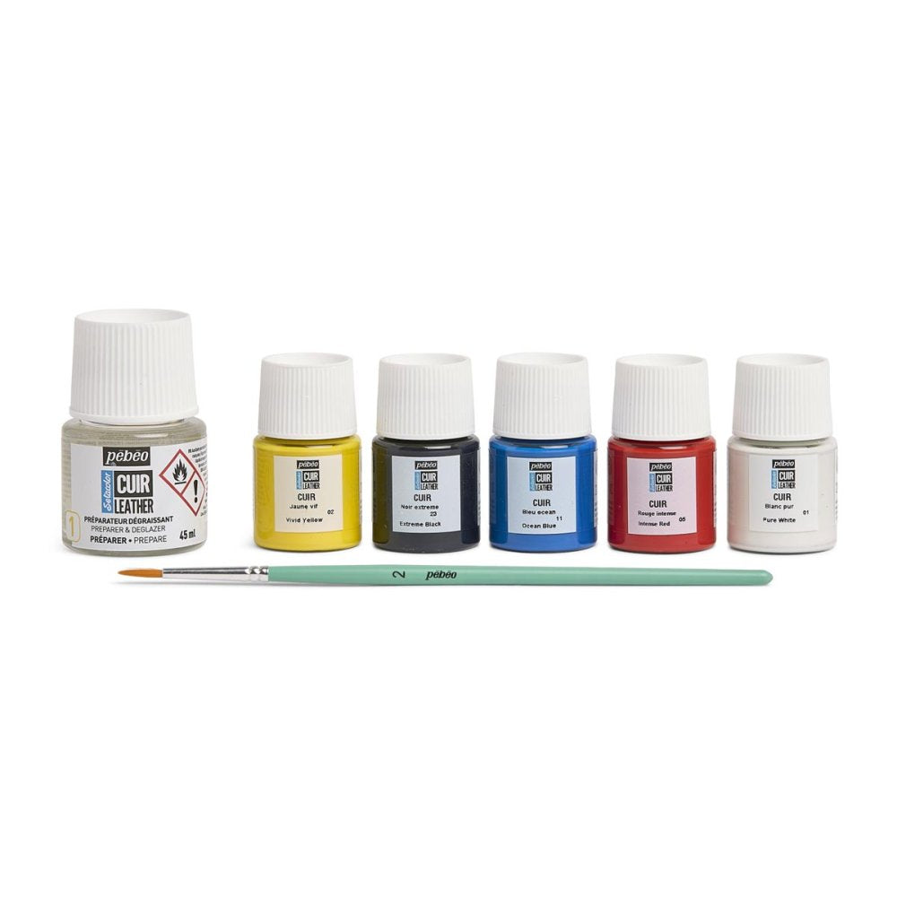 Pebeo Starter Kit Setacolor Leather Acrylic Paint Set