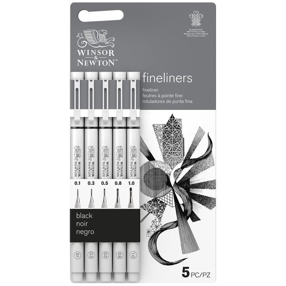 Winsor & Newton Black Fineliner Assorted Set (5 Pack)
