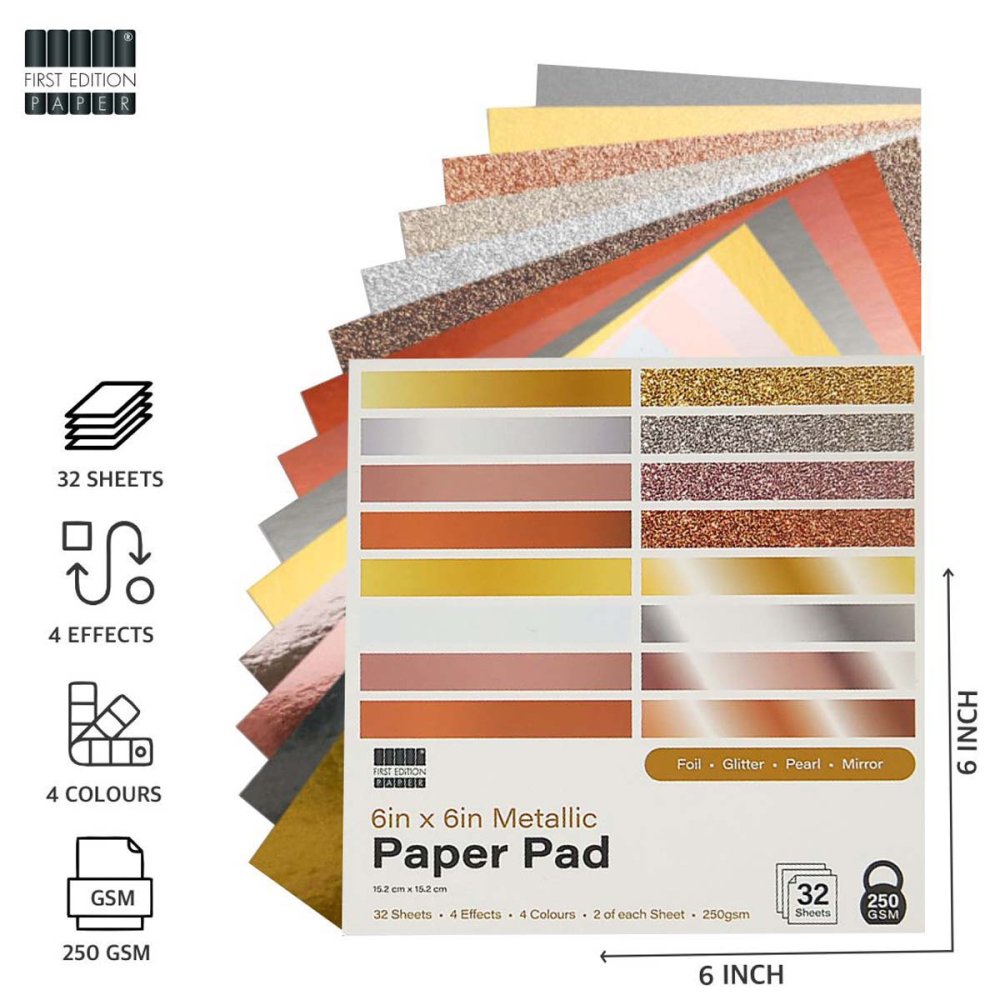 First Edition 6in x 6in Metallic Effect Paper Pad