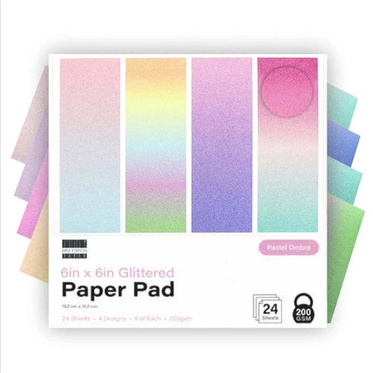 First Edition 6in x 6in Glittered Paper Pad Pastel Ombre