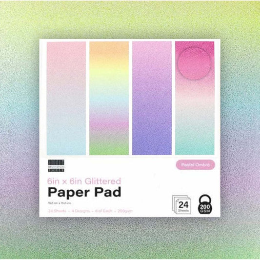 First Edition 6in x 6in Glittered Paper Pad Pastel Ombre