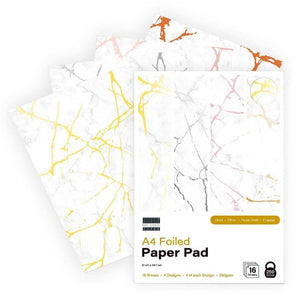 First Edition A4 Foiled Paper Pad White Marble Effect