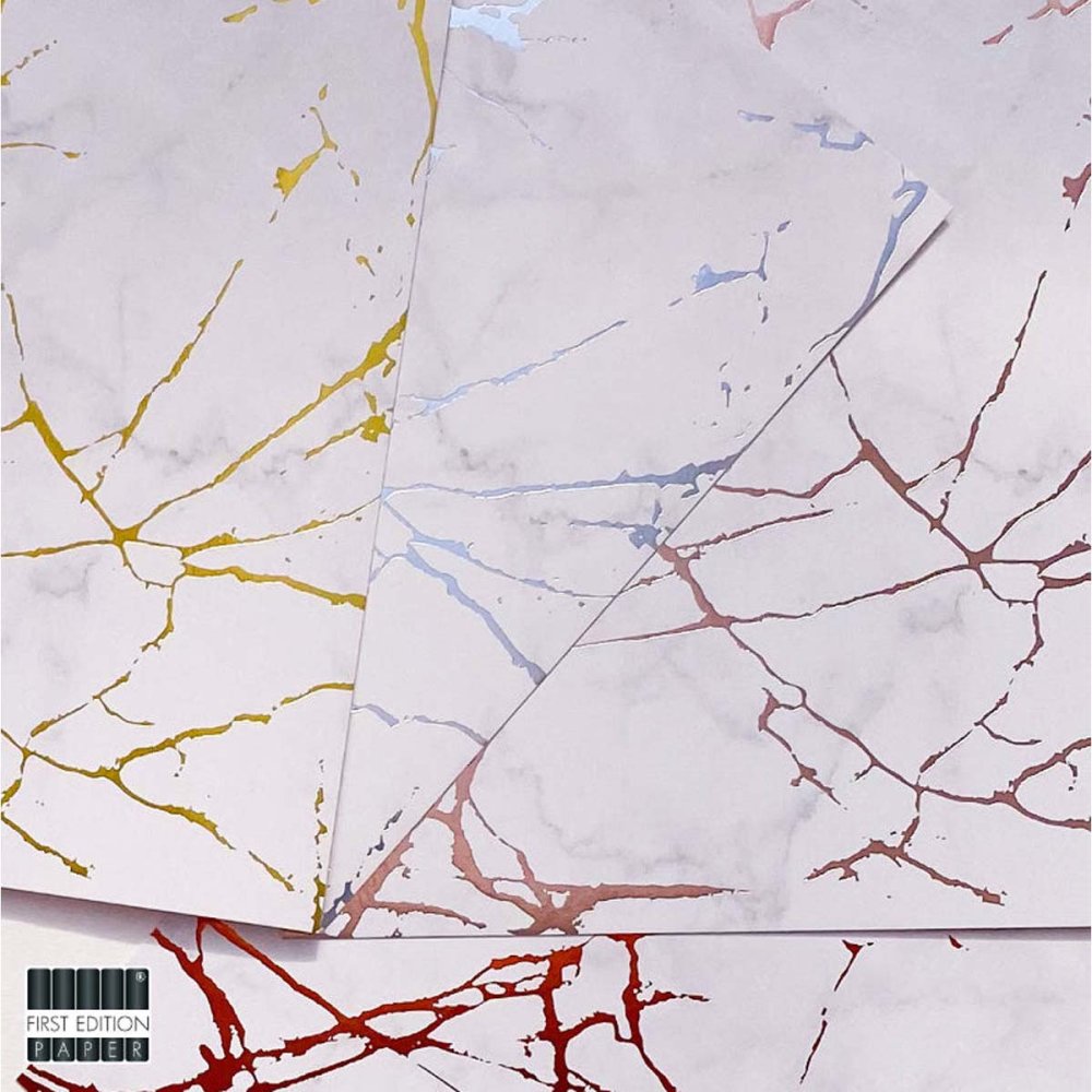 First Edition A4 Foiled Paper Pad White Marble Effect