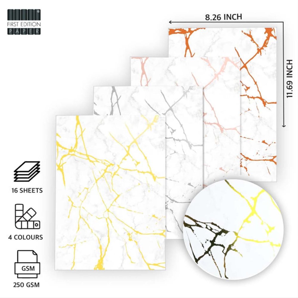 First Edition A4 Foiled Paper Pad White Marble Effect