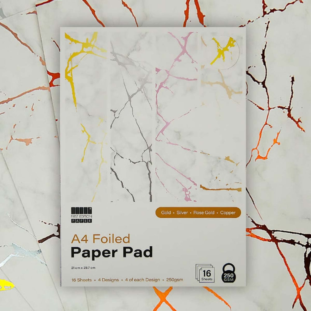 First Edition A4 Foiled Paper Pad White Marble Effect