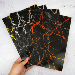 First Edition A4 Foiled Paper Pad Black Marble Effect