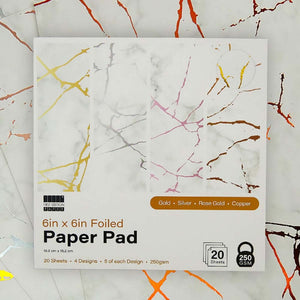 First Edition 6in x 6in Foiled Paper Pad White Marble