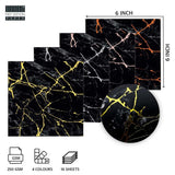 First Edition 6in x 6in Foiled Paper Pad Black Marble