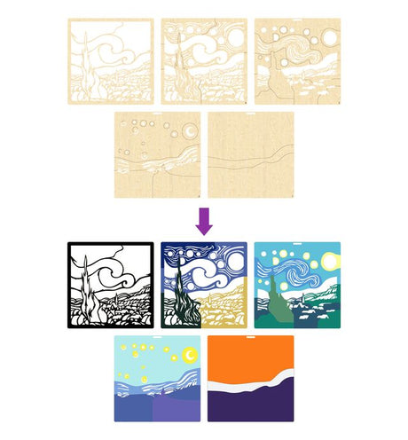 Splat Planet Wood Art Kit - Starry Night