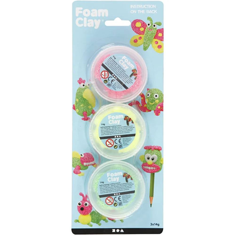 Foam Clay 3x14g - Green, Yellow & Pink