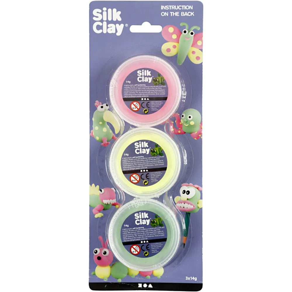 Silk Clay® 3x14g - light green, neon yellow, neon green