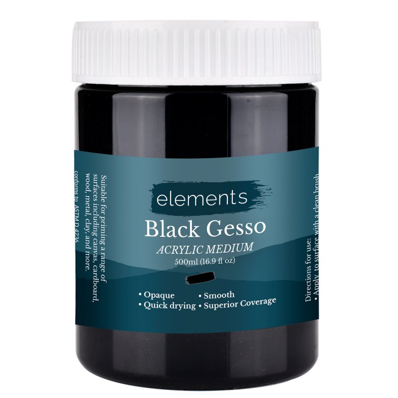 Elements 500ml Black Gesso