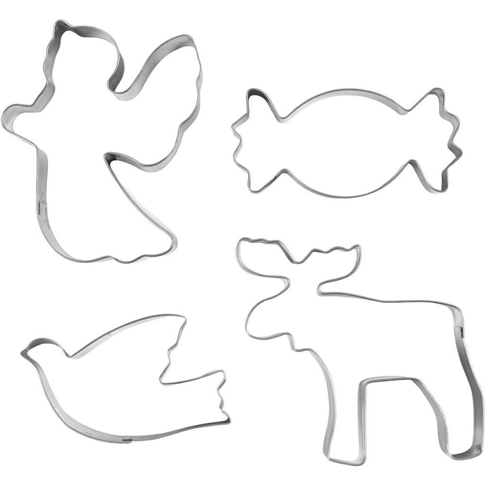 Cookie Cutters Metallic Silver - Christmas Shapes (4 Pack)