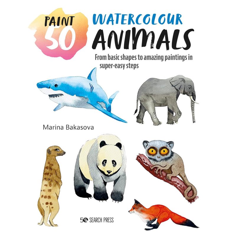 Paint 50: Watercolour Animals Book by Marina Bakasova