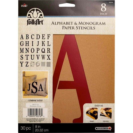 FolkArt Alphabet & Monogram Paper Stencils Serif Font
