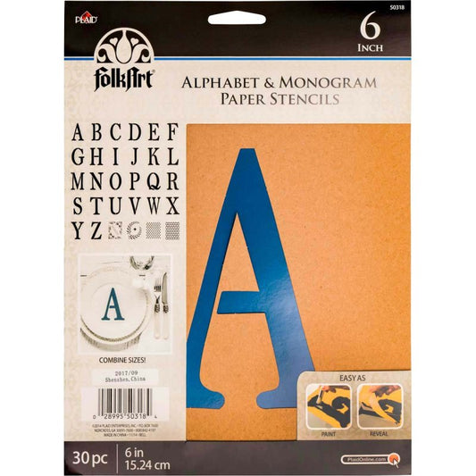 FolkArt Alphabet & Monogram Paper Stencils Serif Font