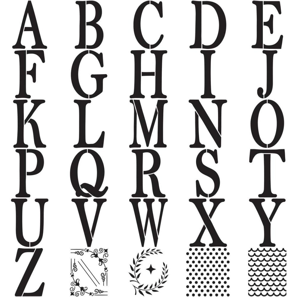 FolkArt Alphabet & Monogram Paper Stencils Serif Font