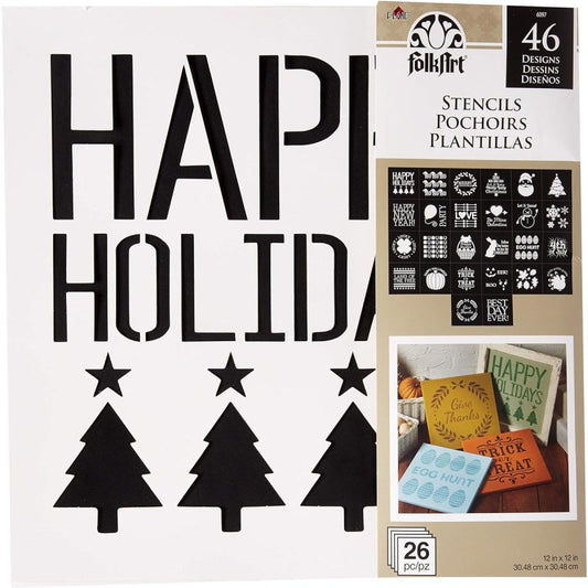FolkArt Value Stencil Pack Holiday 26 Piece 12 inch