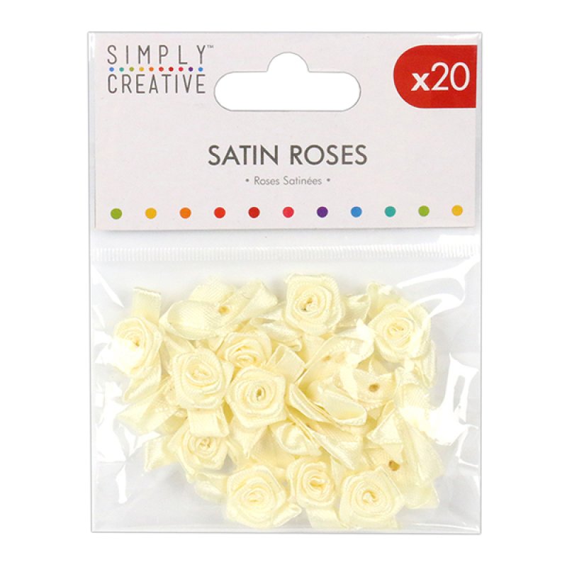 Simply Creative Satin Roses - Ivory (20 Pack)