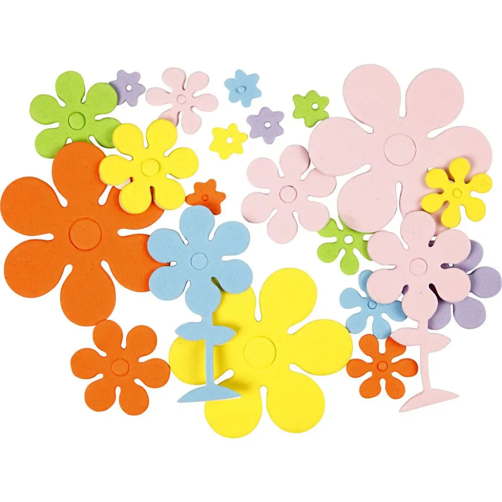 Eva Foam Flowers Assorted Colours - 100 Pack