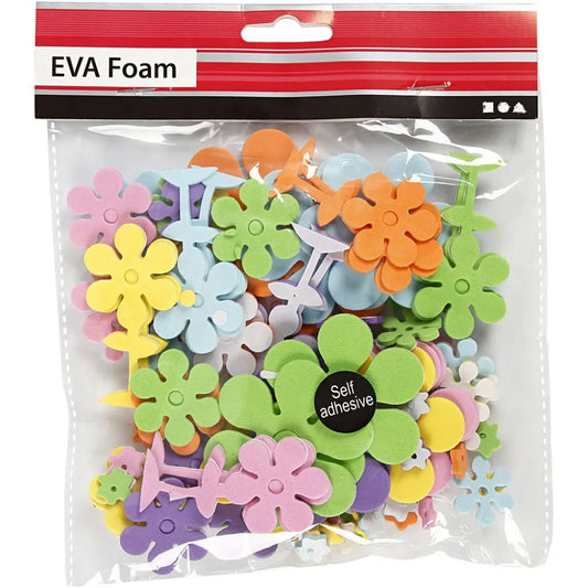 Eva Foam Flowers Assorted Colours - 100 Pack