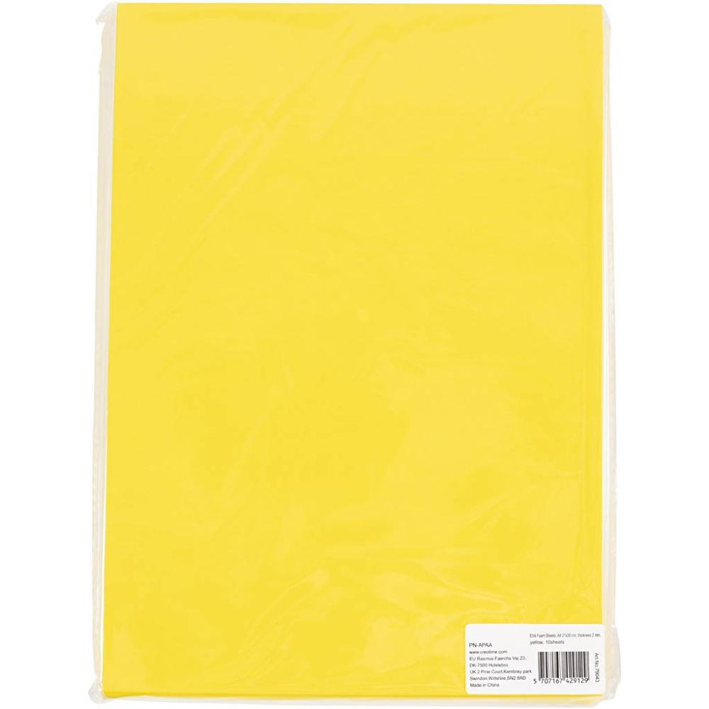 EVA Foam Sheet A4 - Yellow (10 Pack)