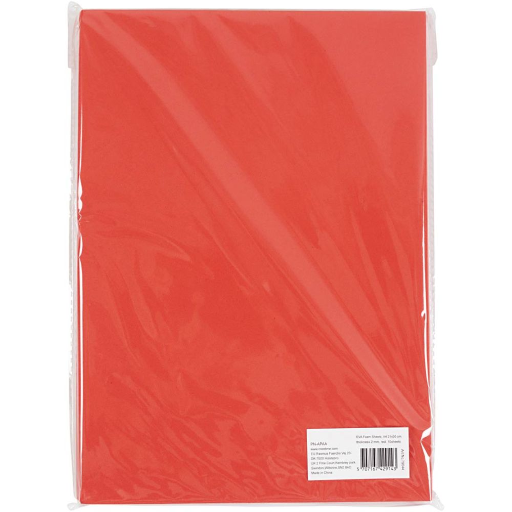 EVA Foam Sheets A4 - Red (10 Pack)
