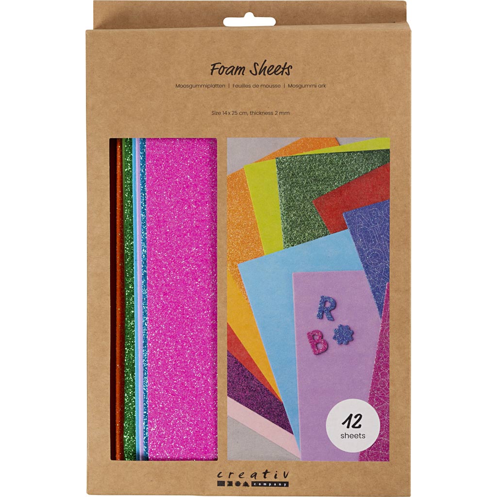 Foam Sheets Size 14x25cm Thickness 2mm - Colourful (12 Sheets)