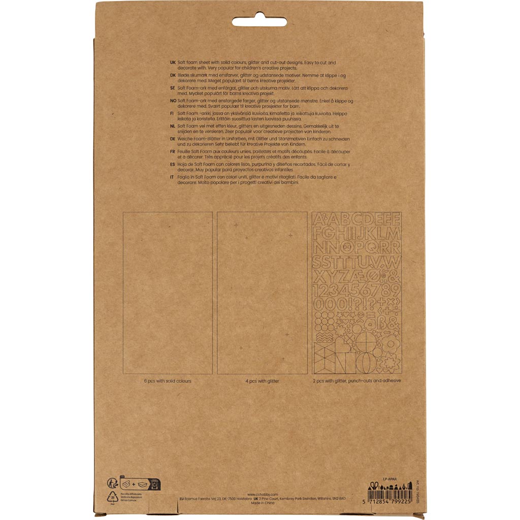 Foam Sheets Size 14x25cm Thickness 2mm - Colourful (12 Sheets)