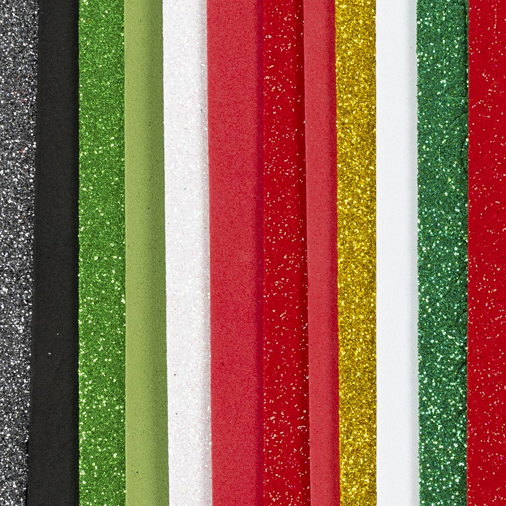 Foam Sheets Size 14x25cm Thickness 2mm - Christmas Colours (12 Sheets)