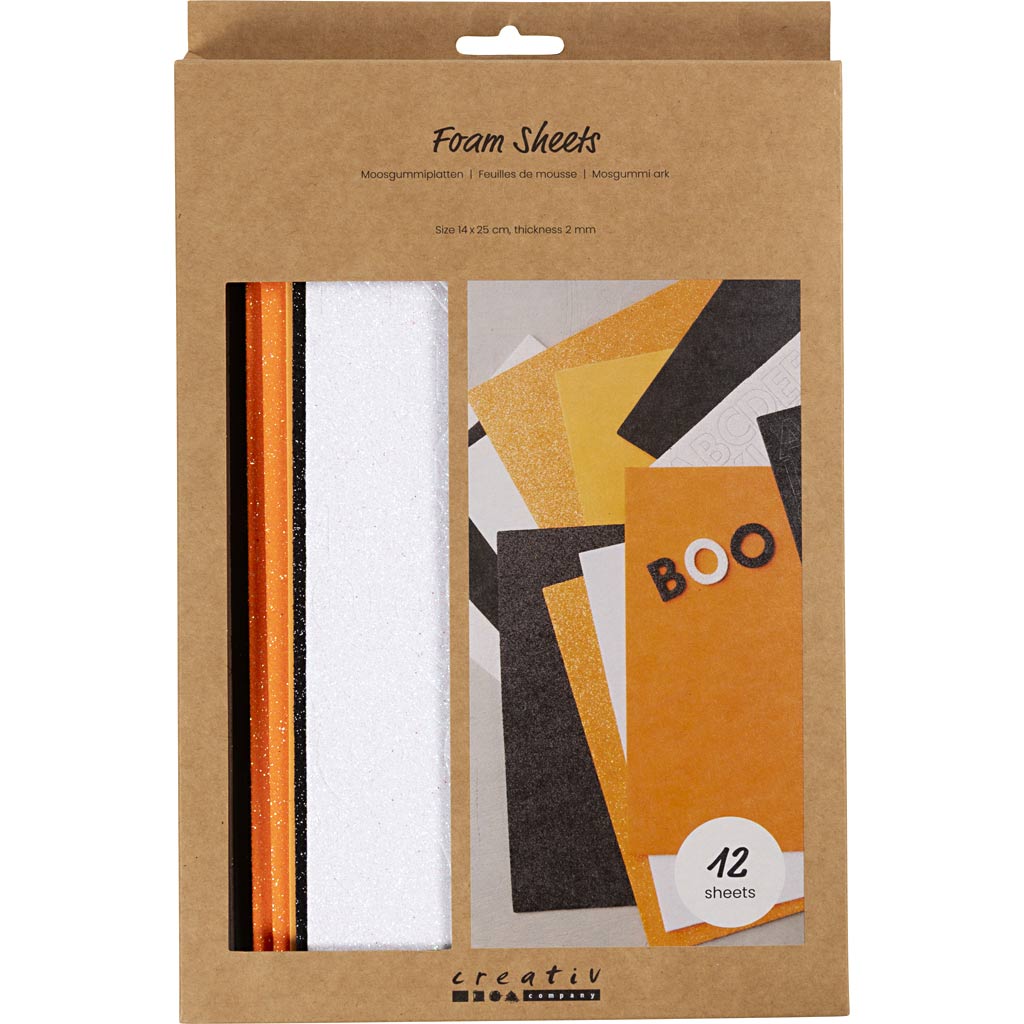Foam Sheets 14x25cm Thickness 2mm - Halloween Colours (12 Sheets)